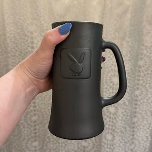 🐰 Vintage Playboy Bunny Beer Stein Matte Black Glass Mug 70s 80s